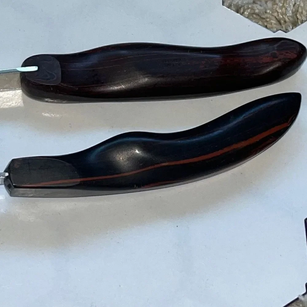 Cutco serving fork and spoon brown swirl handle 17KH 1726